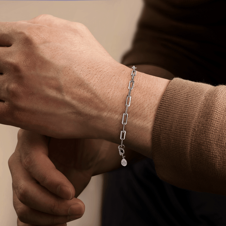 Silver Men's Solid Chain Bracelet