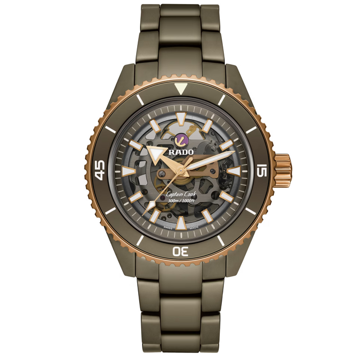 Captain Cook Skeleton Olive Green Ceramic 43MM Watch