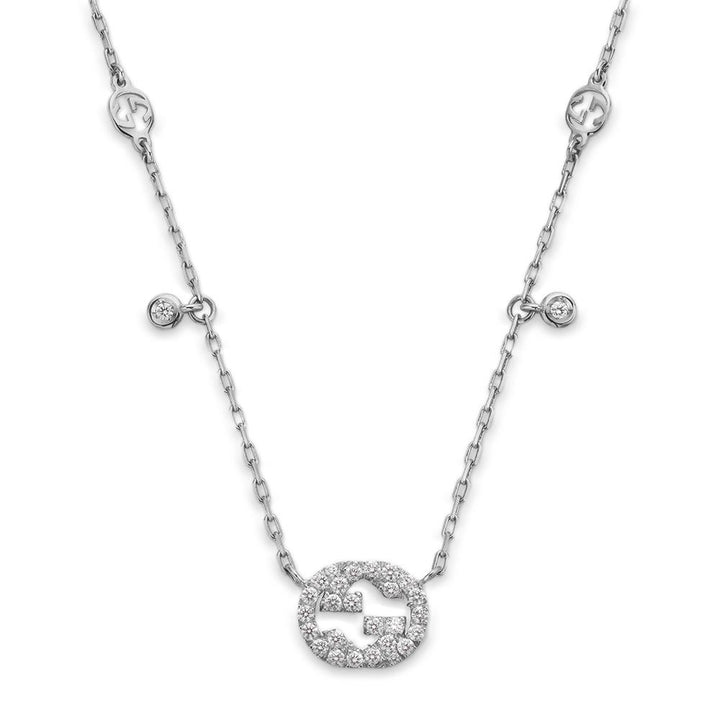 Interlocking G White gold Diamond Necklace