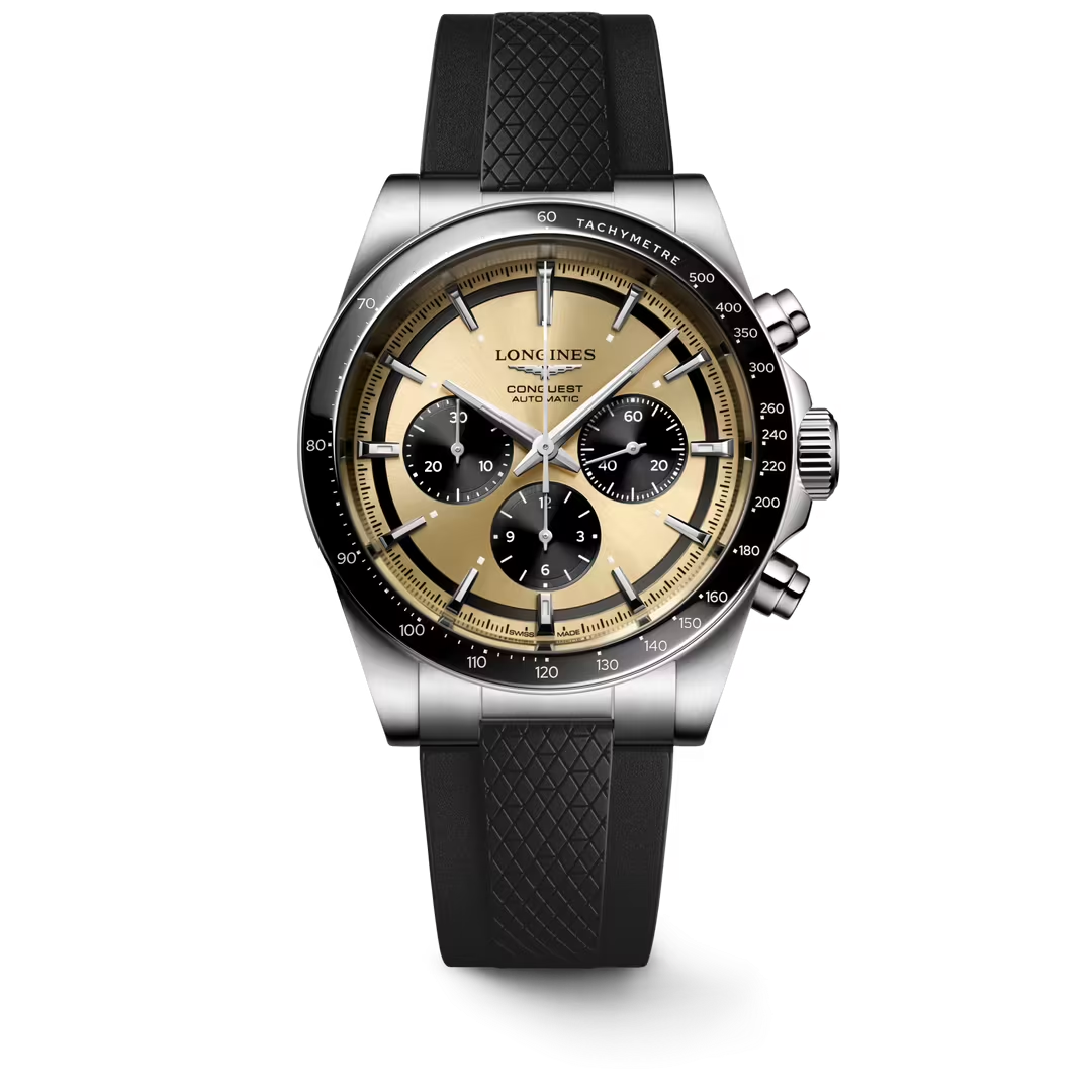L38354329 | Longines | CONQUEST CHRONOGRAPH 42MM SS RBST BLK CMC BRN CHR