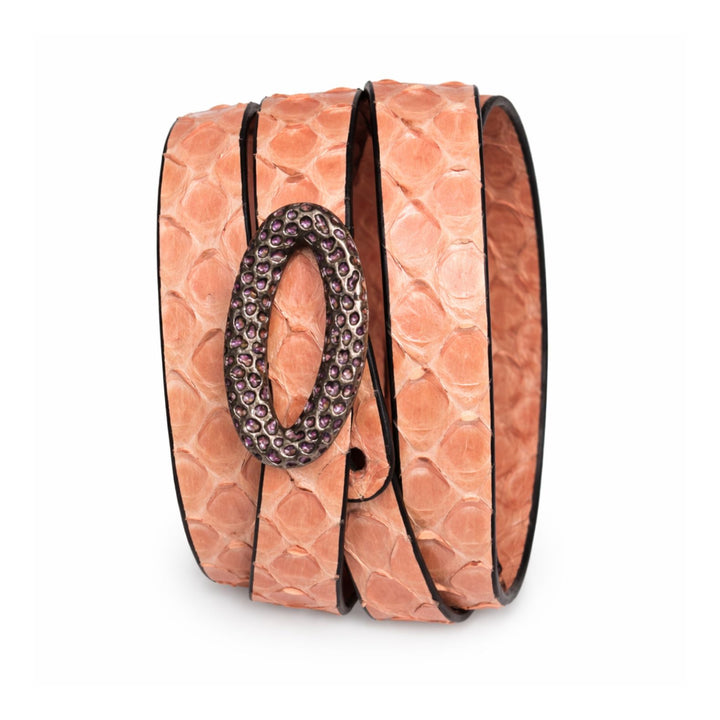 Edgy Pink Leather Bracelet