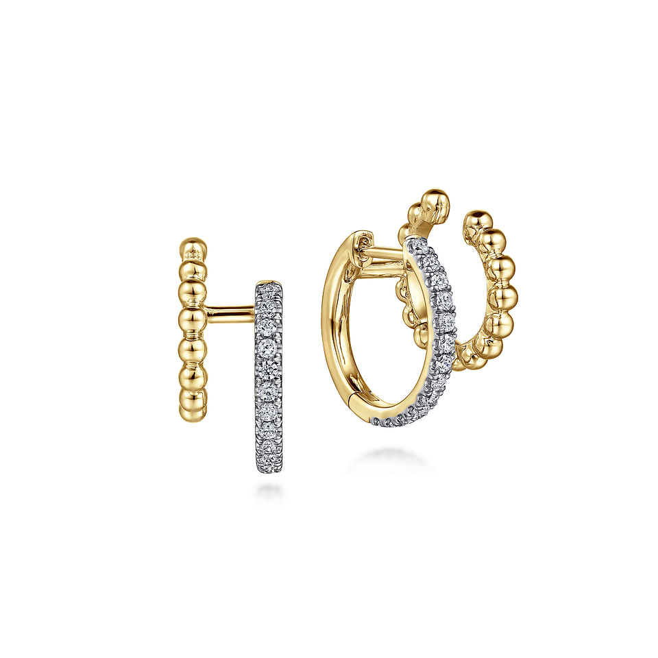 Double Diamond Illusion Huggie Earrings