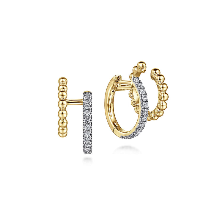 Double Diamond Illusion Huggie Earrings
