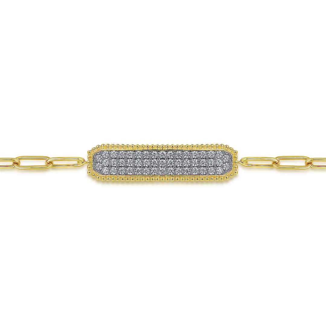 Paperclip Diamond Pave Bar Bracelet