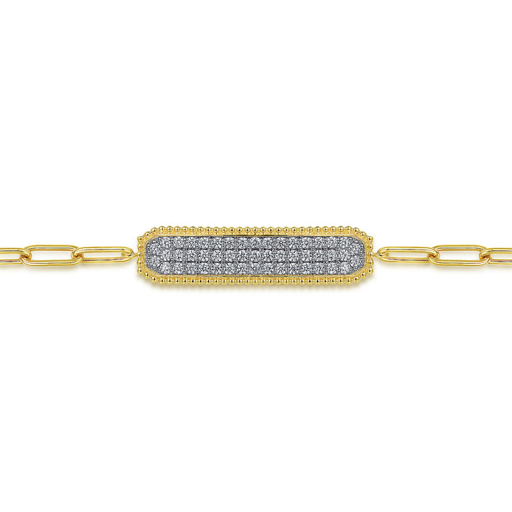 Paperclip Diamond Pave Bar Bracelet