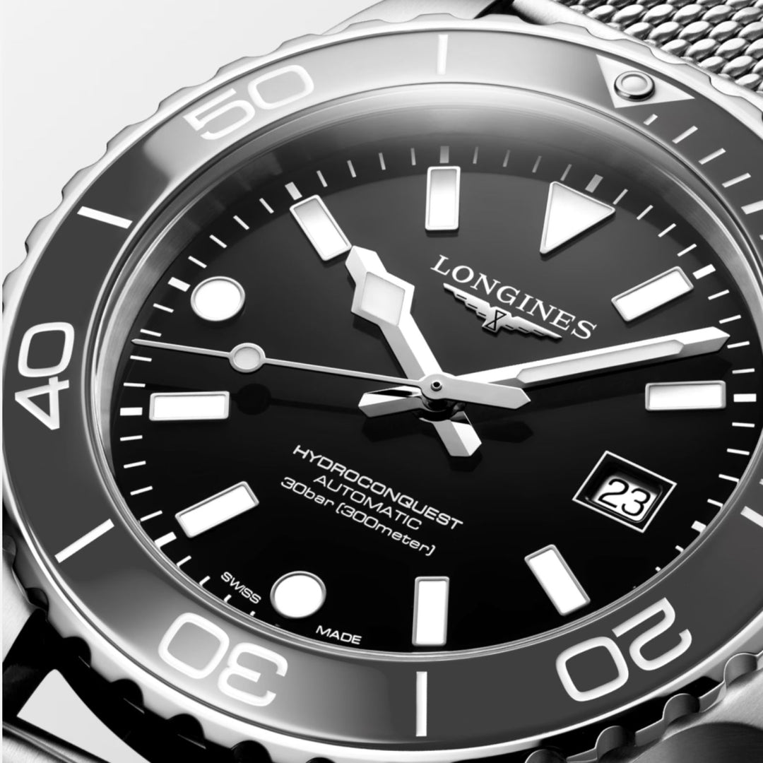 Hydroconquest Grey Bezel and Black Dial 39MM Watch