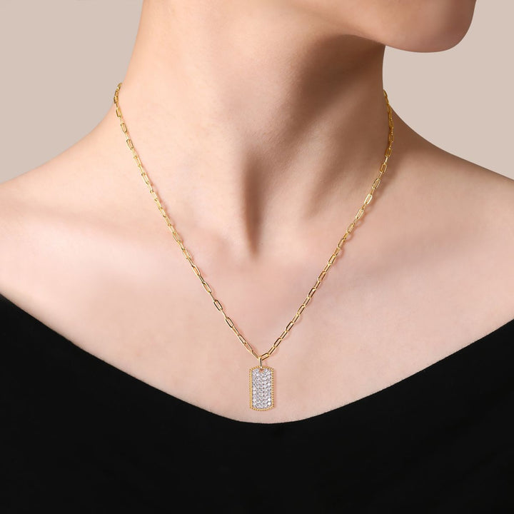 Diamond Dog Tag Necklace