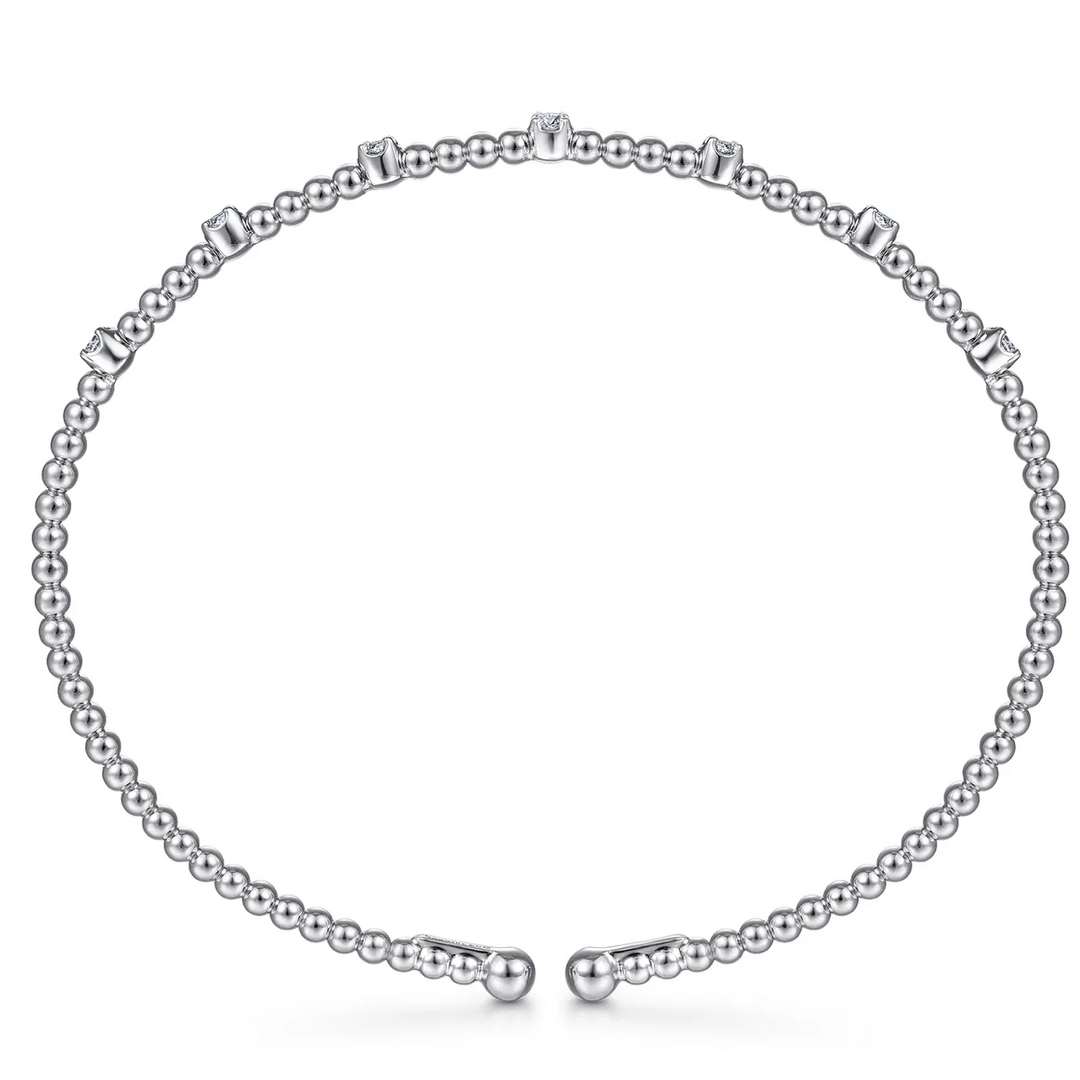 14K White Gold Bujukan Diamond Stations Bangle