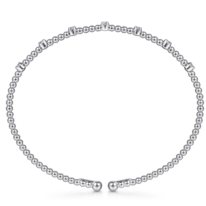 14K White Gold Bujukan Diamond Stations Bangle