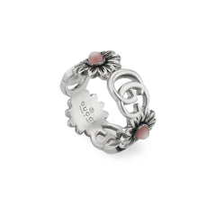 YBC527394002016|GUCCI |GG MARMONT |Shiny Aged Silver and Pink MOP Ring - size 7.5