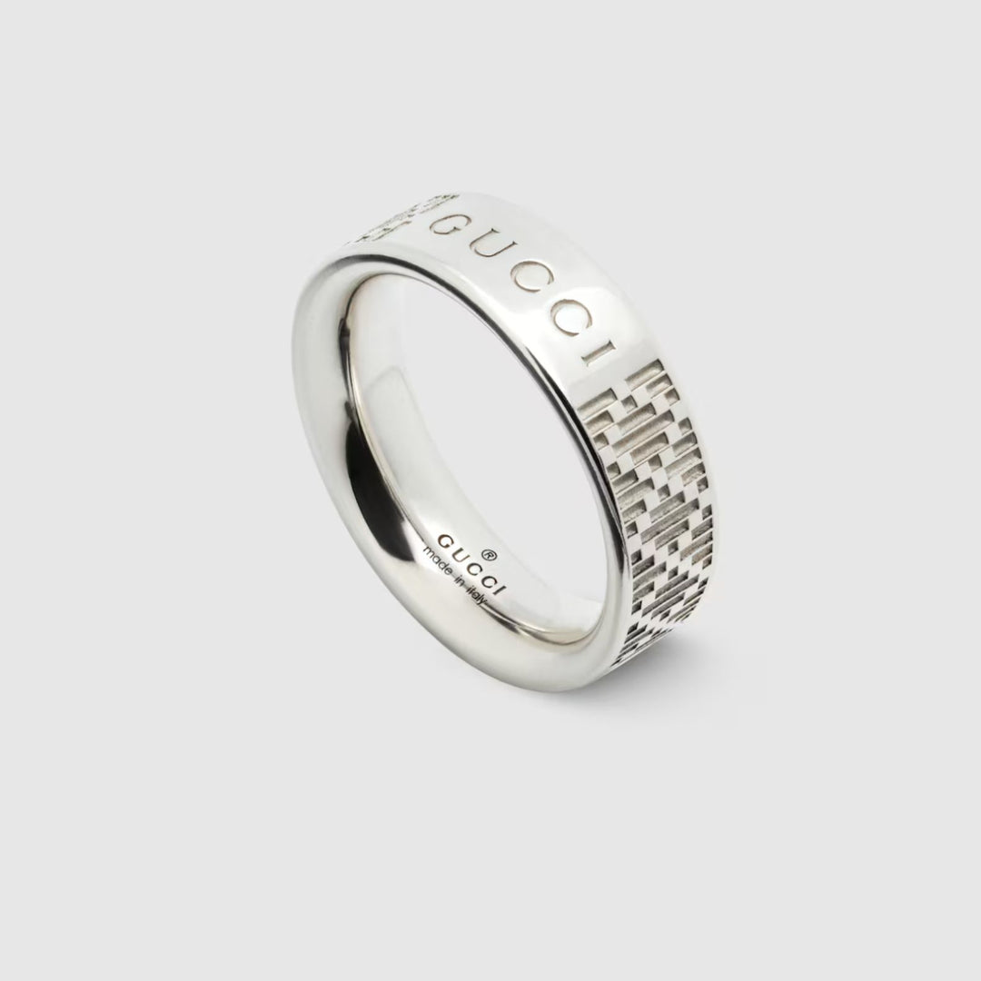 Diamante Pattern Silver 6MM Ring