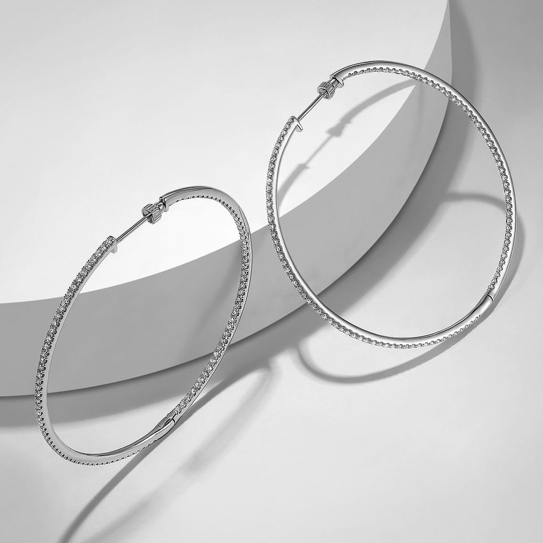 3.17ct Diamond White Gold Hoop Earrings 60MM