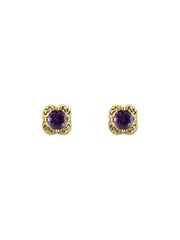 YBD66242700300|GUCCI |INTERLOCKING G |18K Yellow Gold Stud Earrings with Purple Amethyst