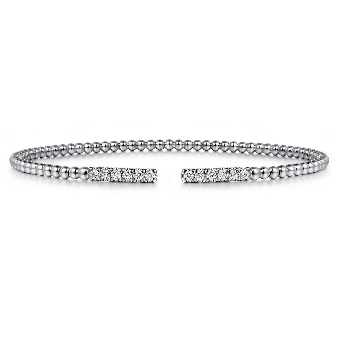 White Gold Diamond Bar Bangle Bracelet