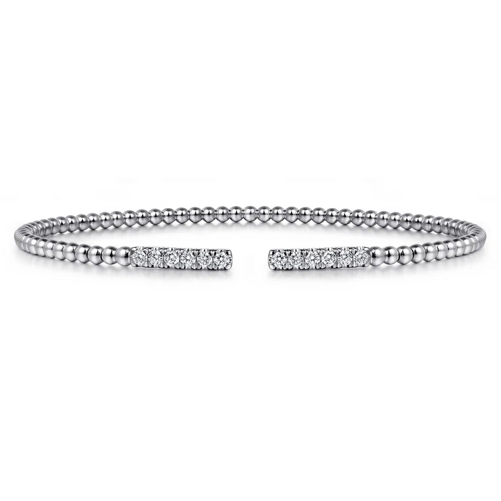 White Gold Diamond Bar Bangle Bracelet