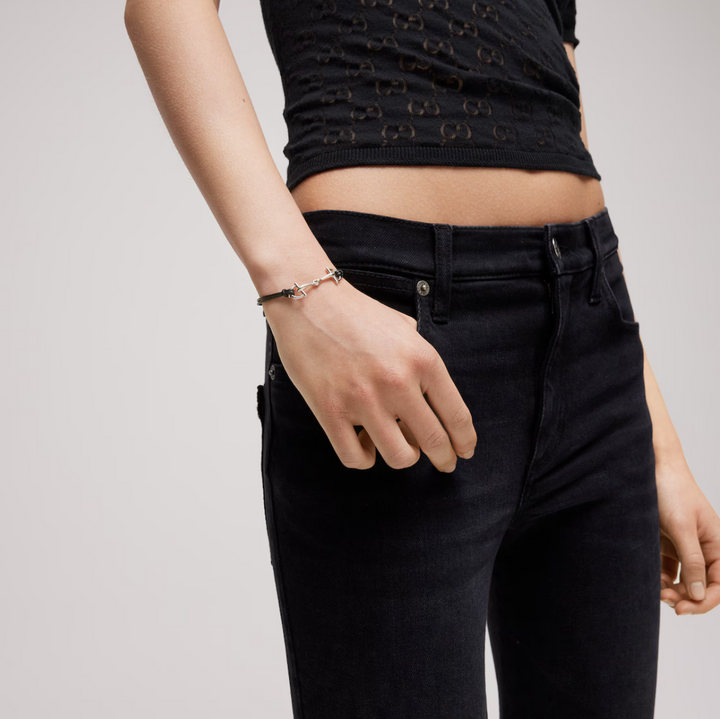 Staffa Silver and Leather Bracelet