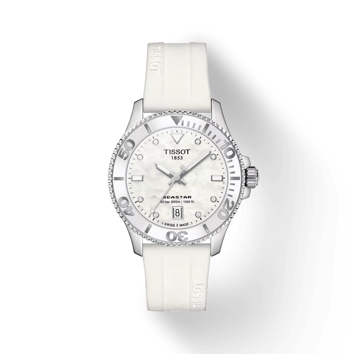Seastar 1000 36MM White Silicone Strap Watch