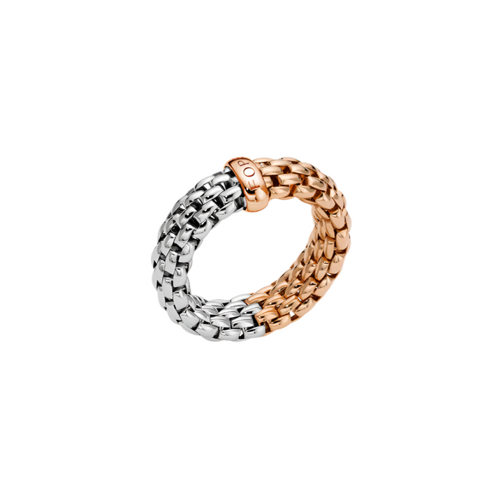 Bicolour Flex'it Rose and White Gold Ring; Medium