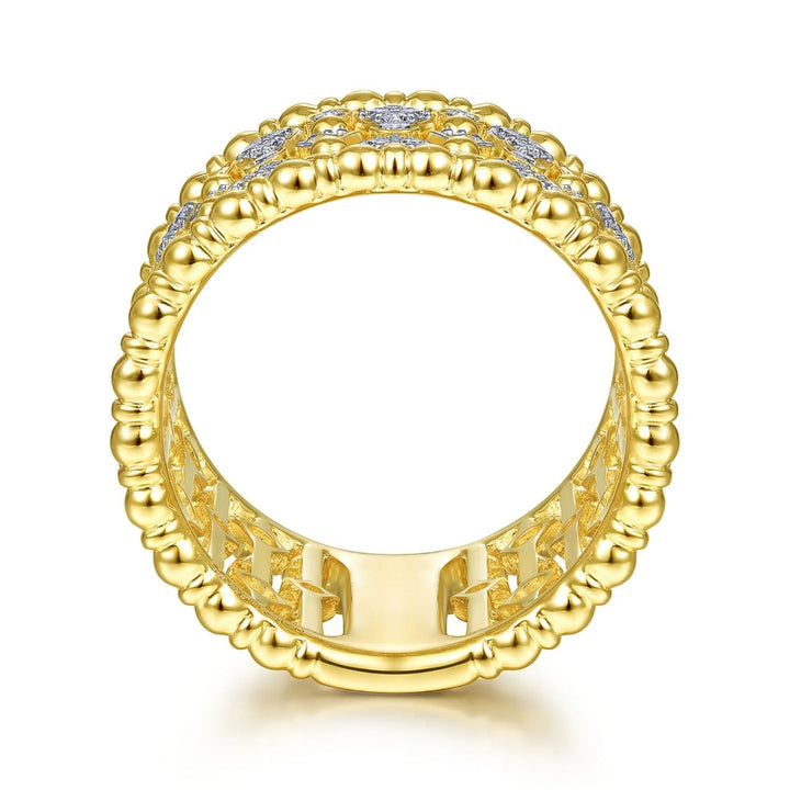 Beaded Gold and Diamond Statement Ring