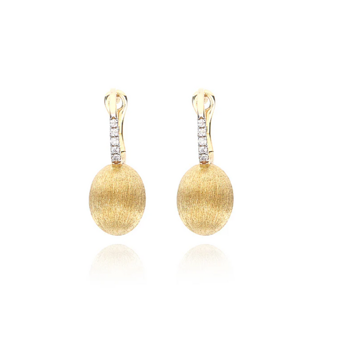 Baby Ciliegine Gold Ball Drop Earrings with Diamonds