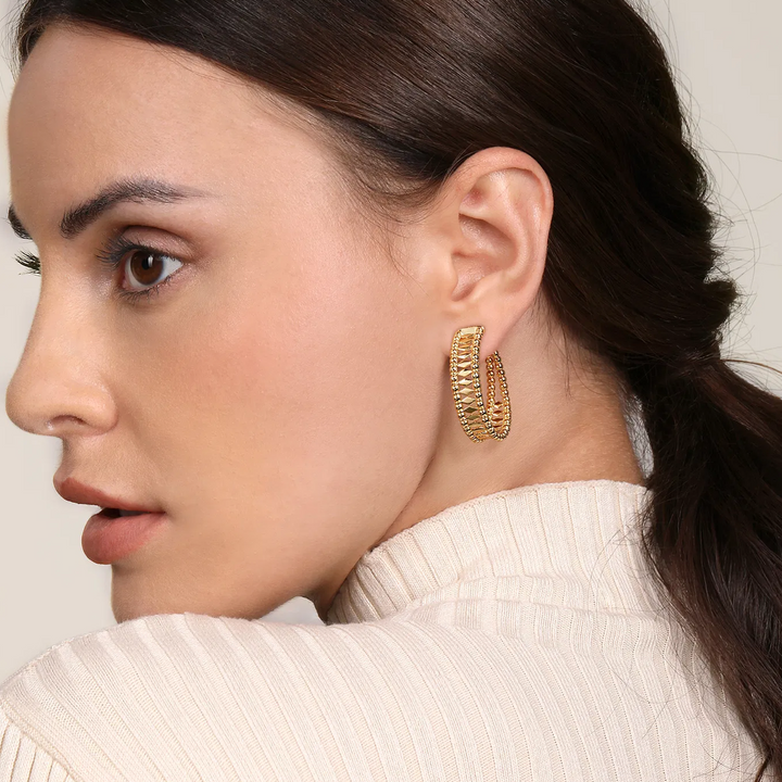 14K Yellow Gold Bujukan Classic Hoop Earrings in 30mm