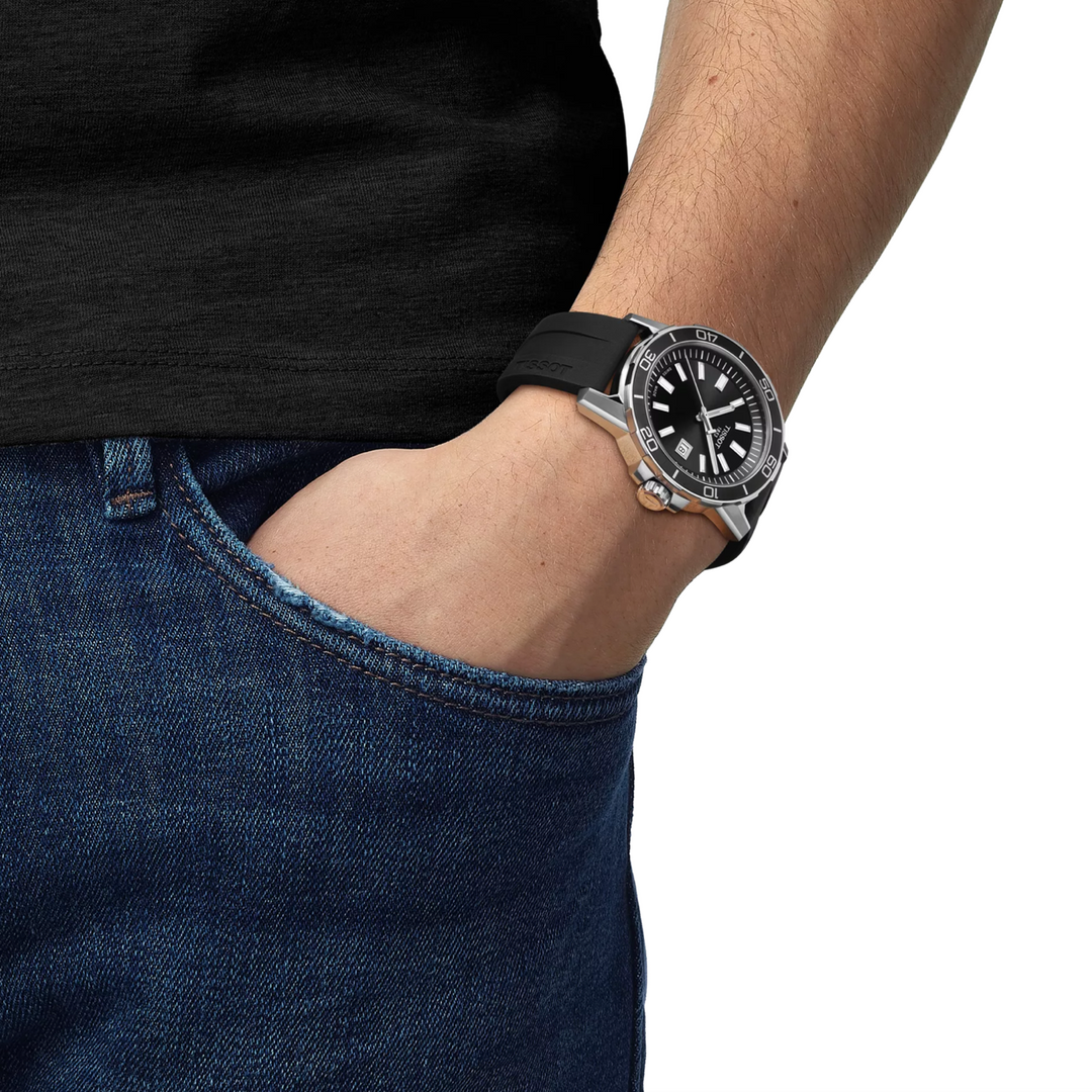 Supersport Gent Black Dial and Strap 4MM Watch