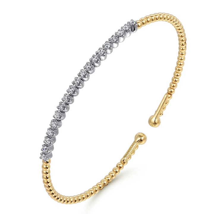 14K White-Yellow Gold Bujukan Diamond Cuff Bracelet