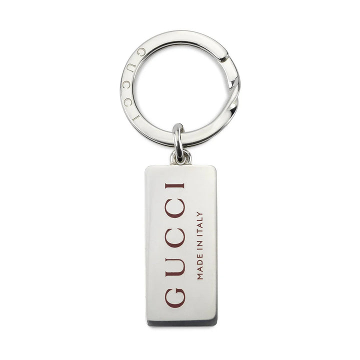 Trademark Sterling Silver Red Enamel Engraved Keyring