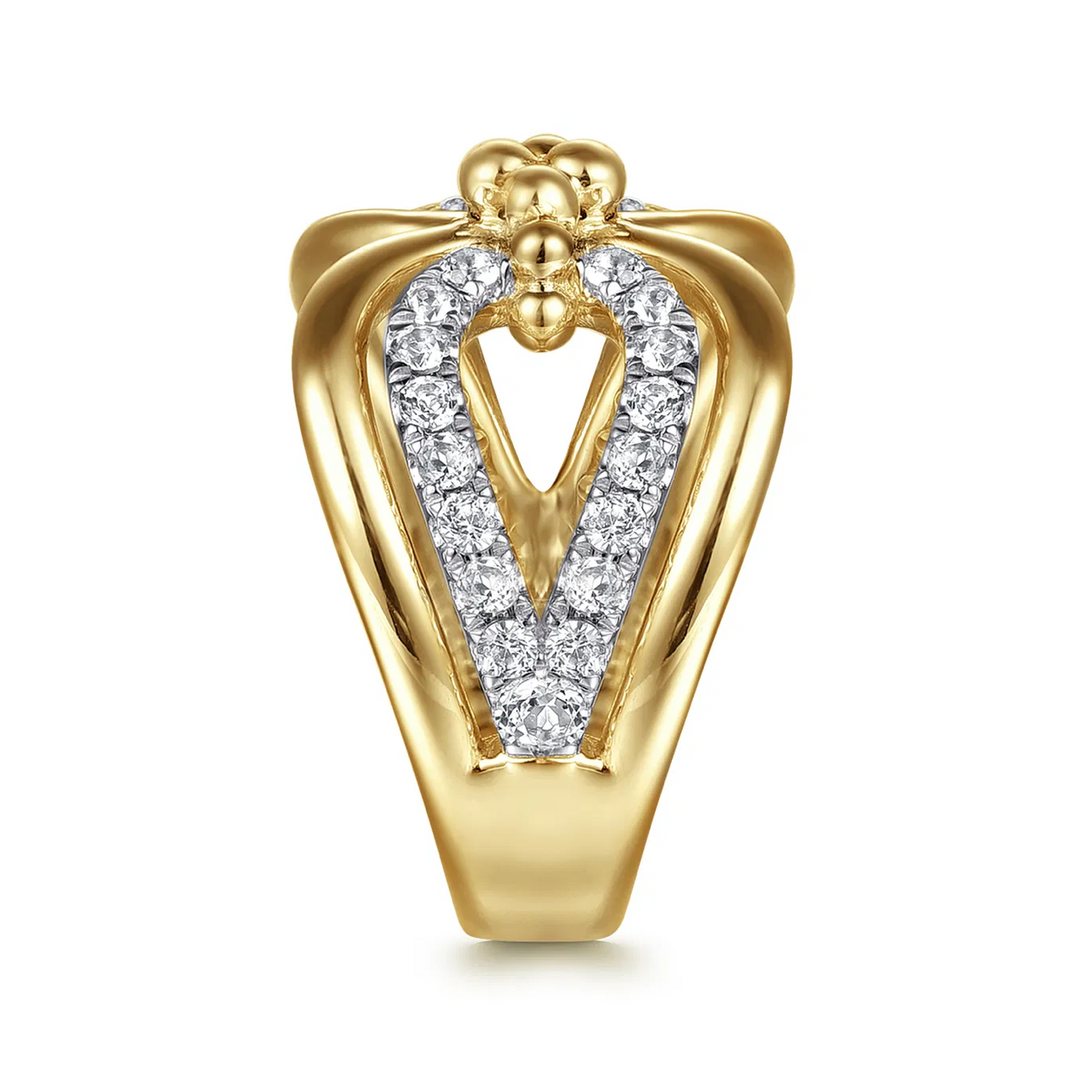 Bujukan Clover 14K Yellow Gold Bujukan Diamond Link Ring