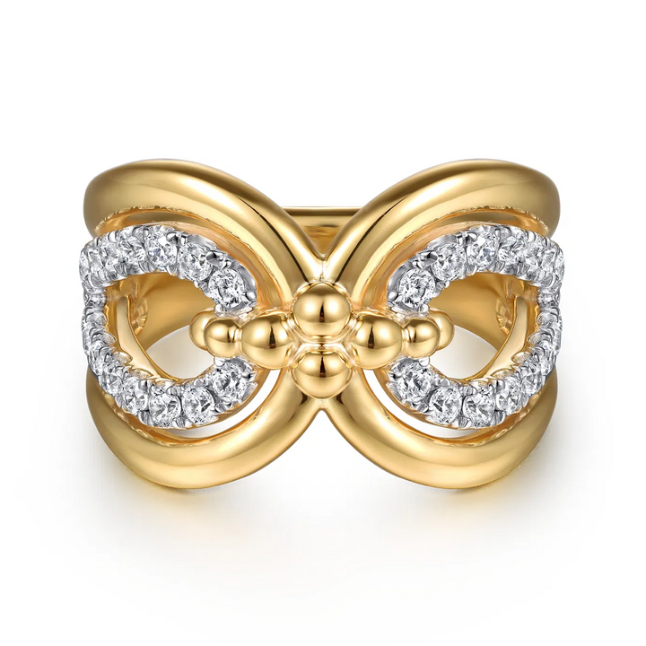 Bujukan Clover 14K Yellow Gold Bujukan Diamond Link Ring