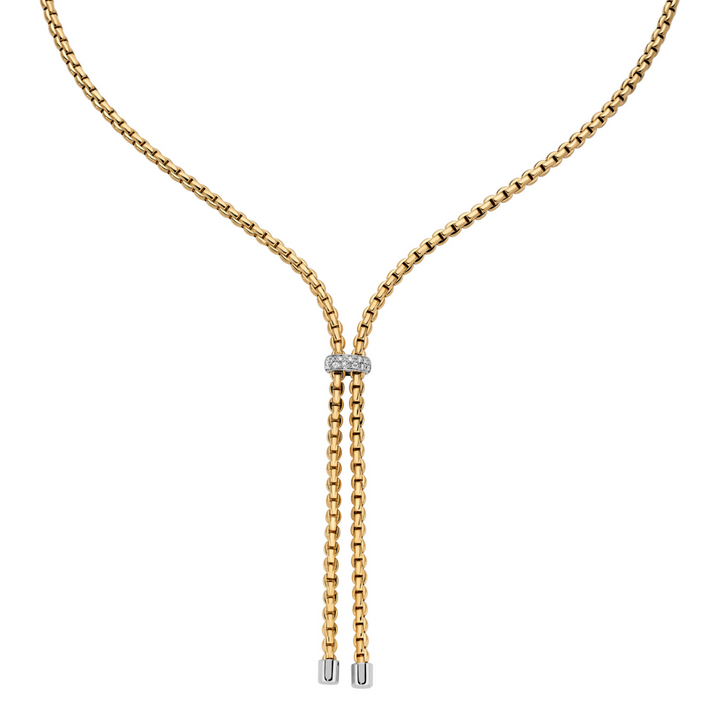 Eka Yellow Gold Lariat with Diamonds