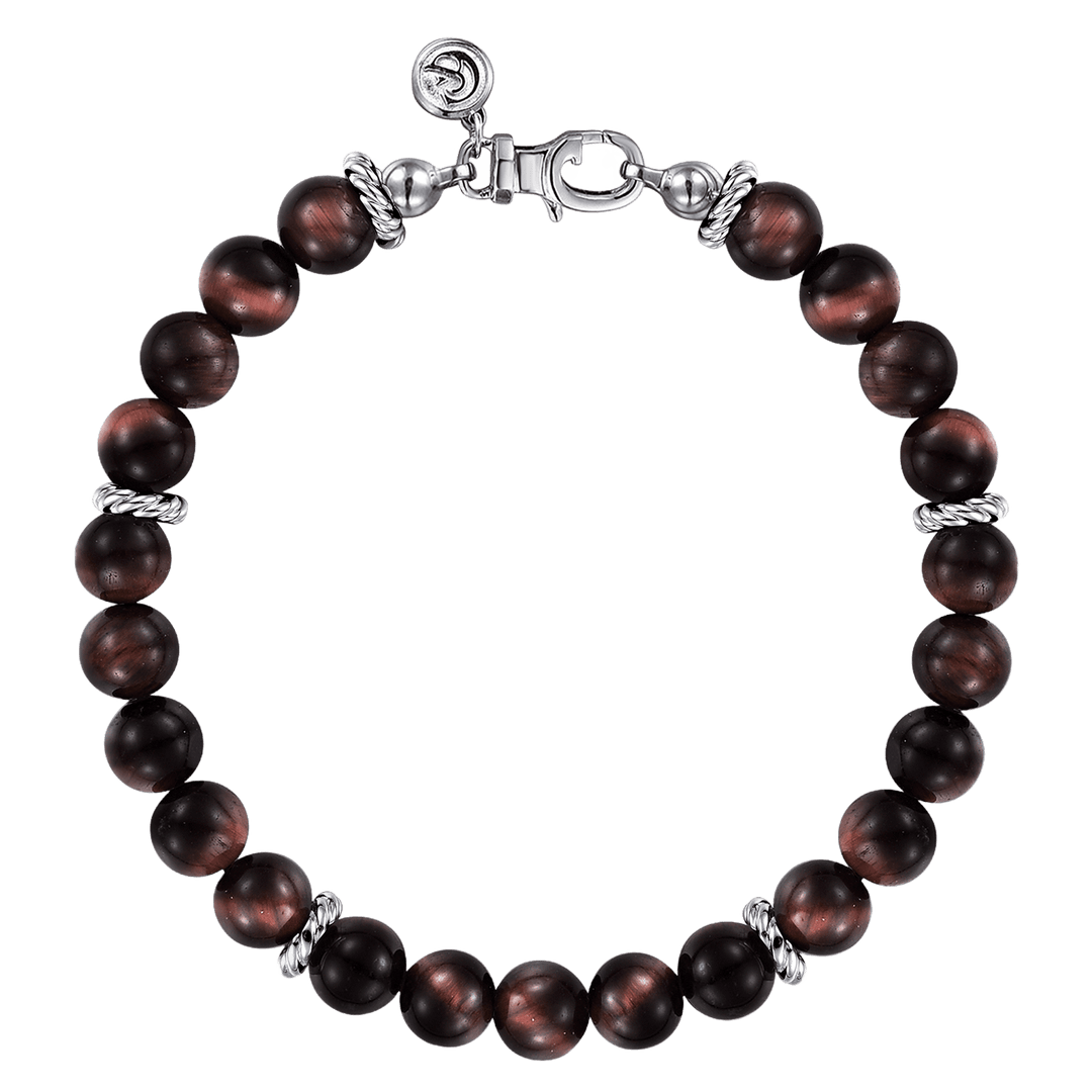 Silver Tiger Eye Beaded Bracelet
