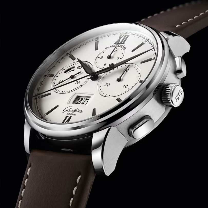 Senator Chronograph Panorama Date Watch, Brown Strap 42MM