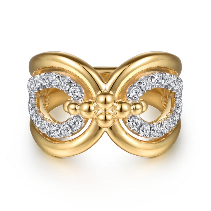 Wide Band Bujukan Clover Ring