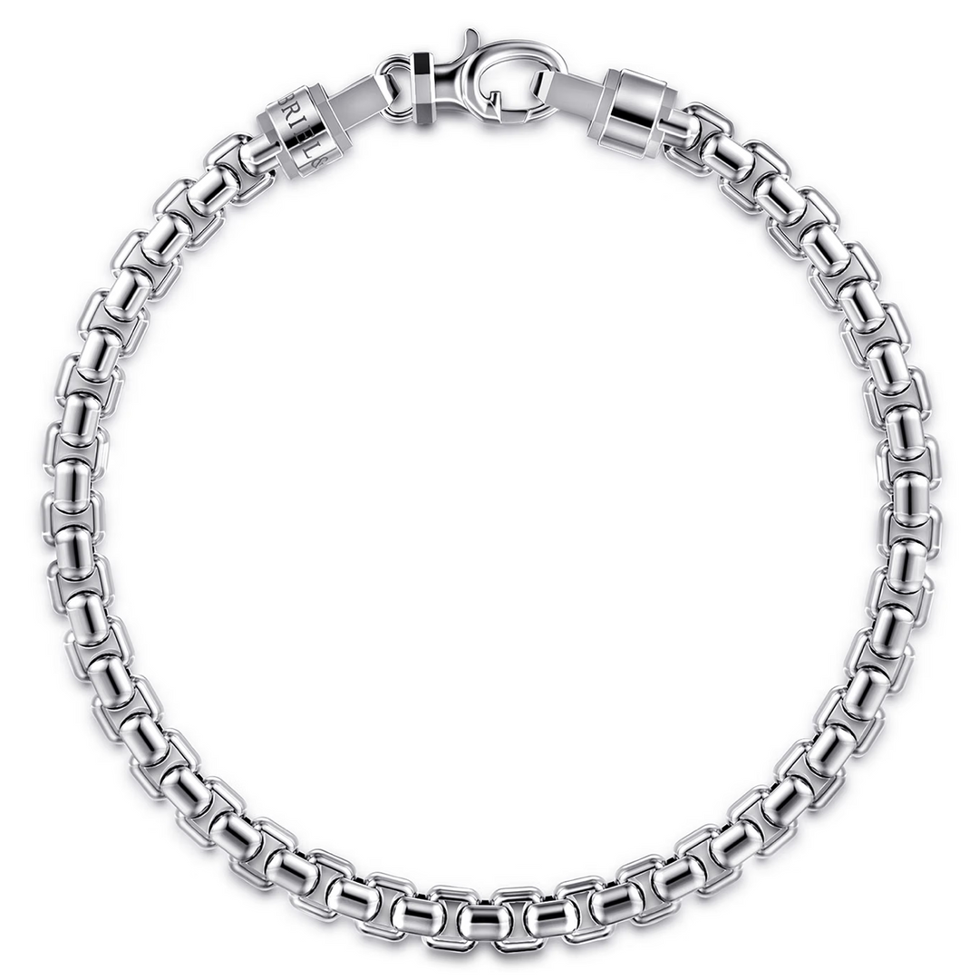 5mm Silver Men's Solid Round Box Chain Bracelet