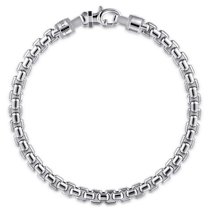 5mm Silver Men's Solid Round Box Chain Bracelet
