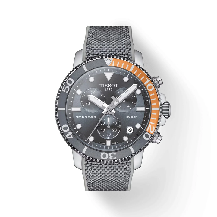 Seastar 1000 Chronograph 45.5MM Grey/Orange Bezel Watch