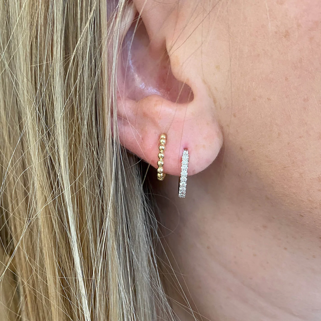 Double Diamond Illusion Huggie Earrings