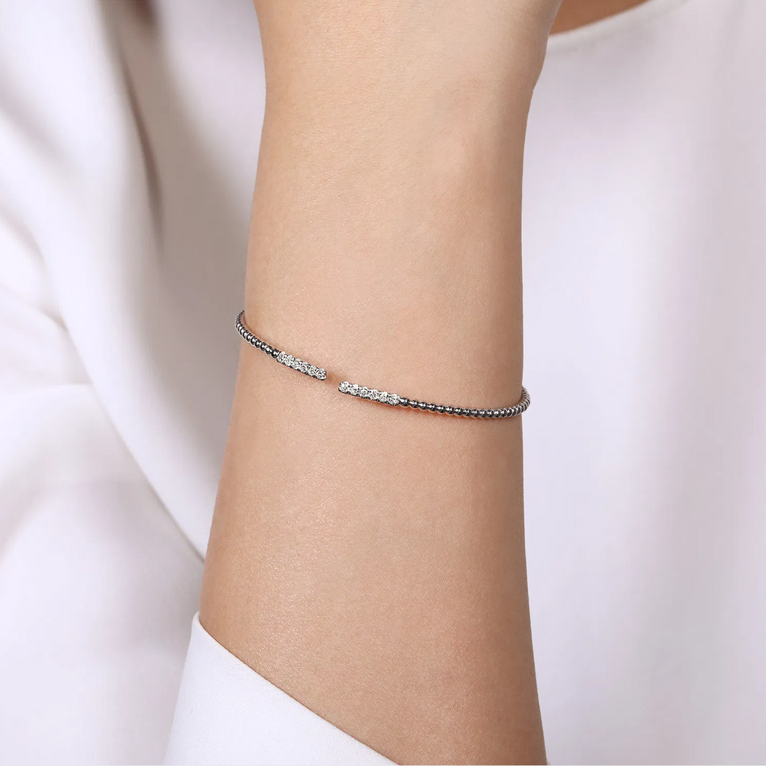 White Gold Diamond Bar Bangle Bracelet