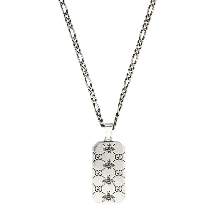 YBB72826500100|GUCCI |SIGNATURE |Silver Dog Tag Necklace GG Bee