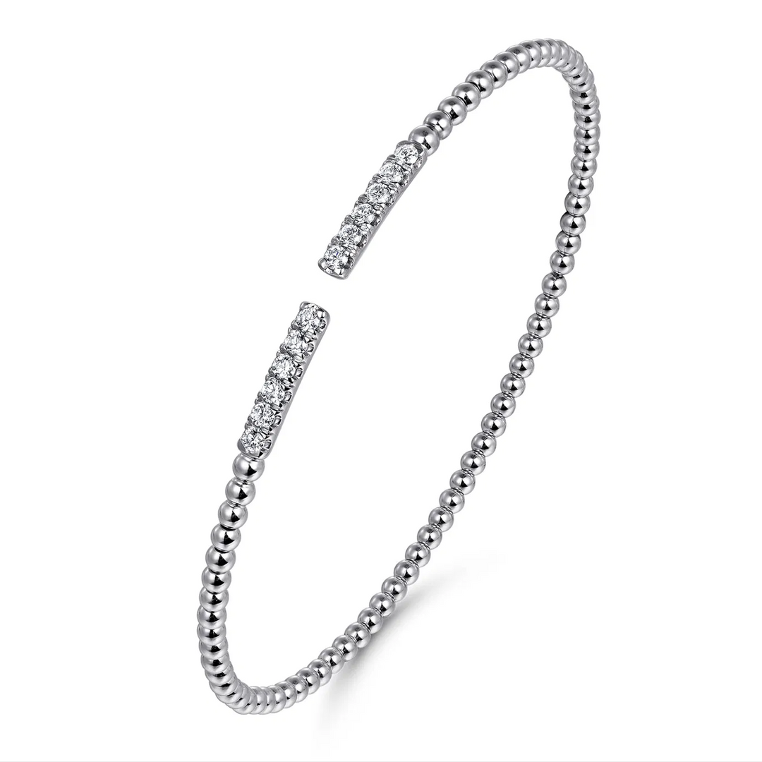 White Gold Diamond Bar Bangle Bracelet
