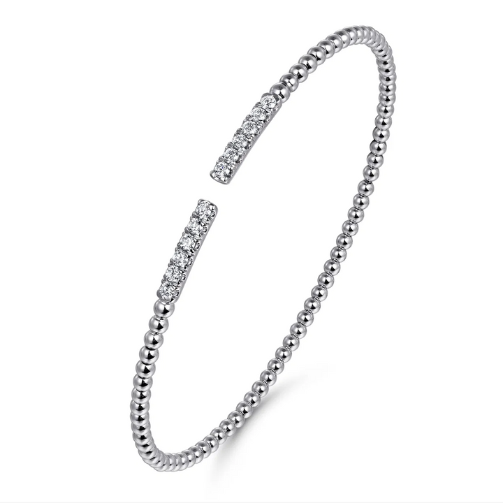 White Gold Diamond Bar Bangle Bracelet