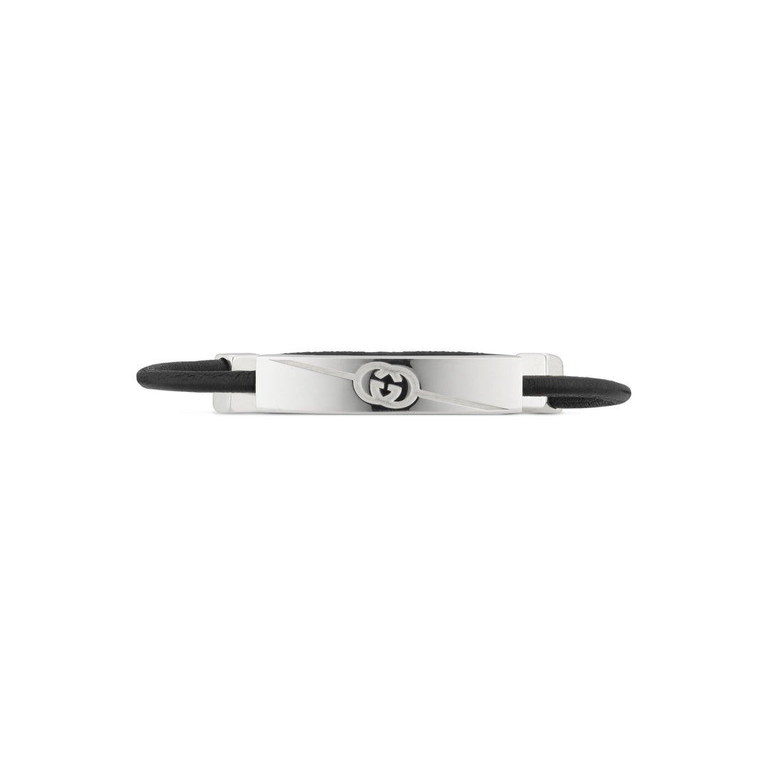 YBA77446400100U|GUCCI |TAG |Silver Bracelet + Black Cotton