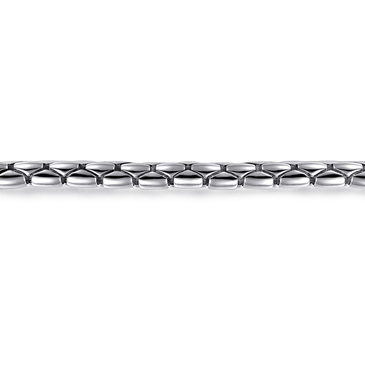 Silver Tubular Men's Solid Chain Bracelet