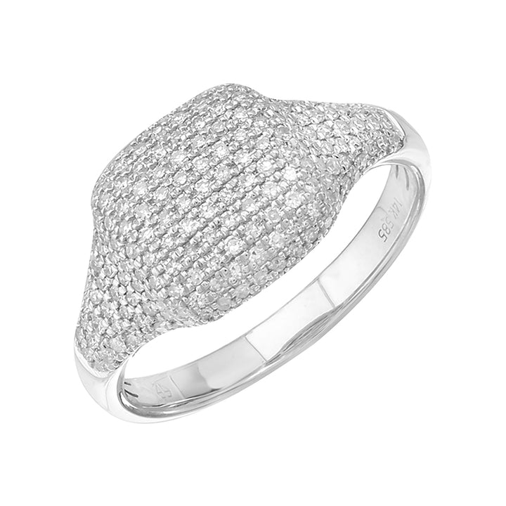 Diamond Pave Signet Pinky Ring in White Gold