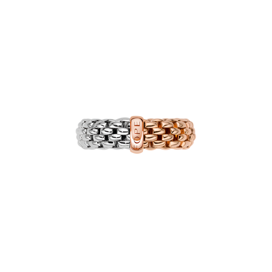 Bicolour Flex'it Rose and White Gold Ring; Medium