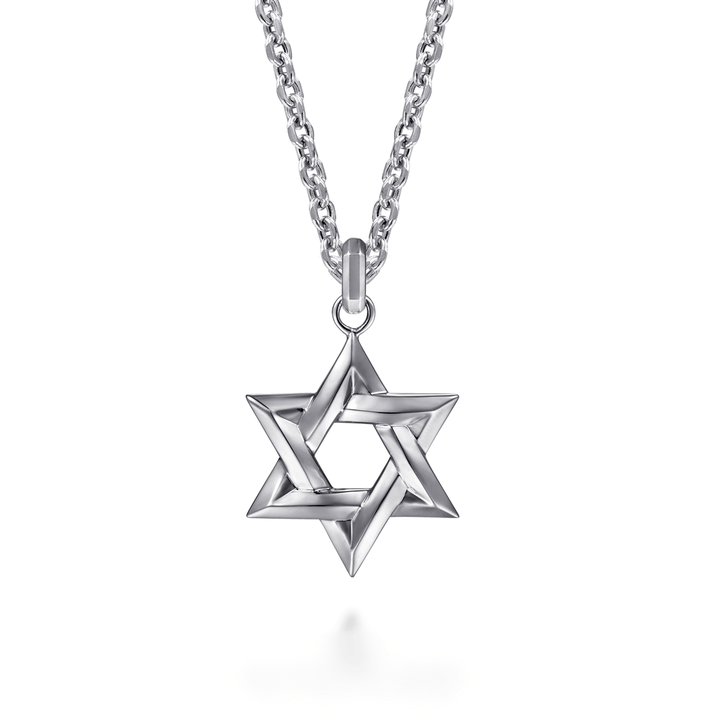 Silver Star of David Pendant Necklace