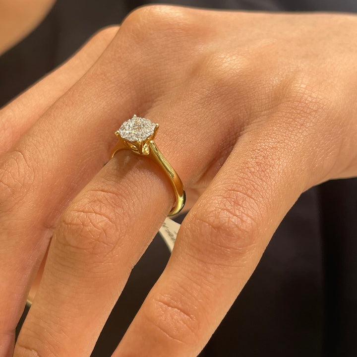 1.0ct Diamond Solitaire Illusion Yellow Gold Ring