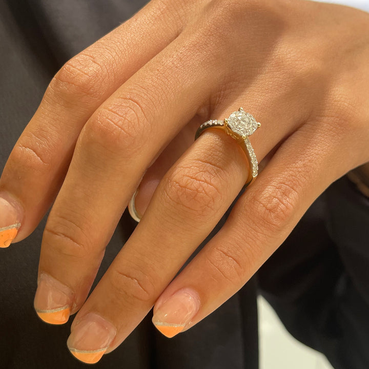 1.0ct Diamond illusion Shank Rose Gold Ring