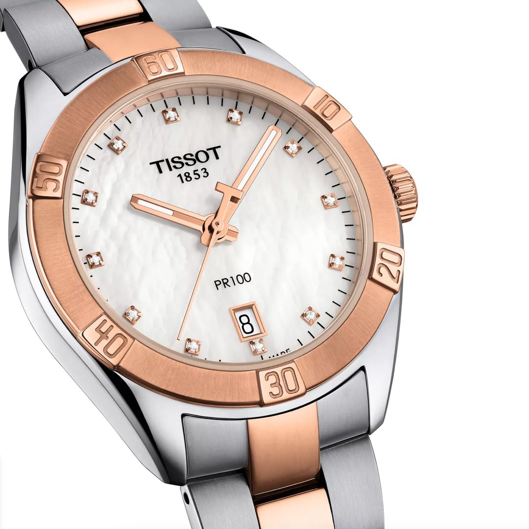 PR 100 Ladies Sport Chic Stainless Steel with Rose Gold PVD 36MM Watch